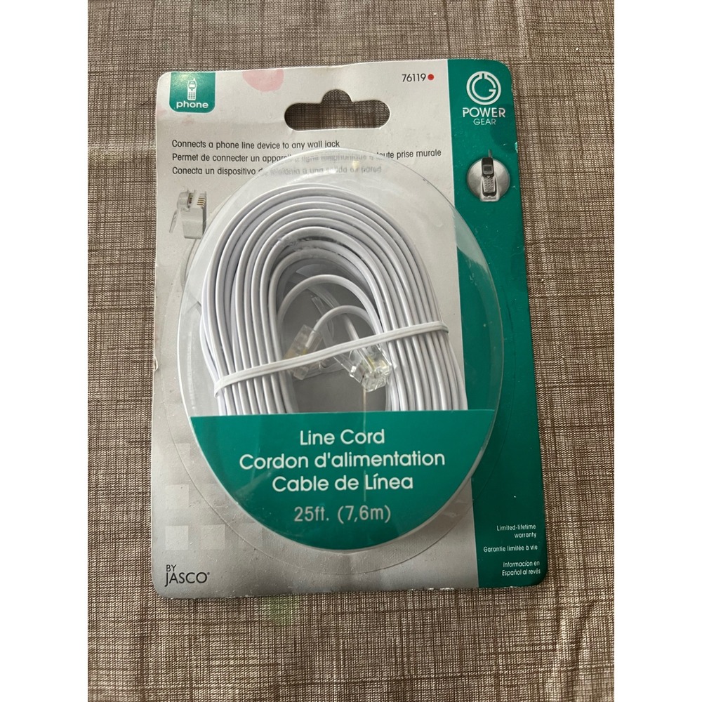 Power Gear‎ White 25ft Phone Line Cord by Jasco NEW UNOPENED Land Line